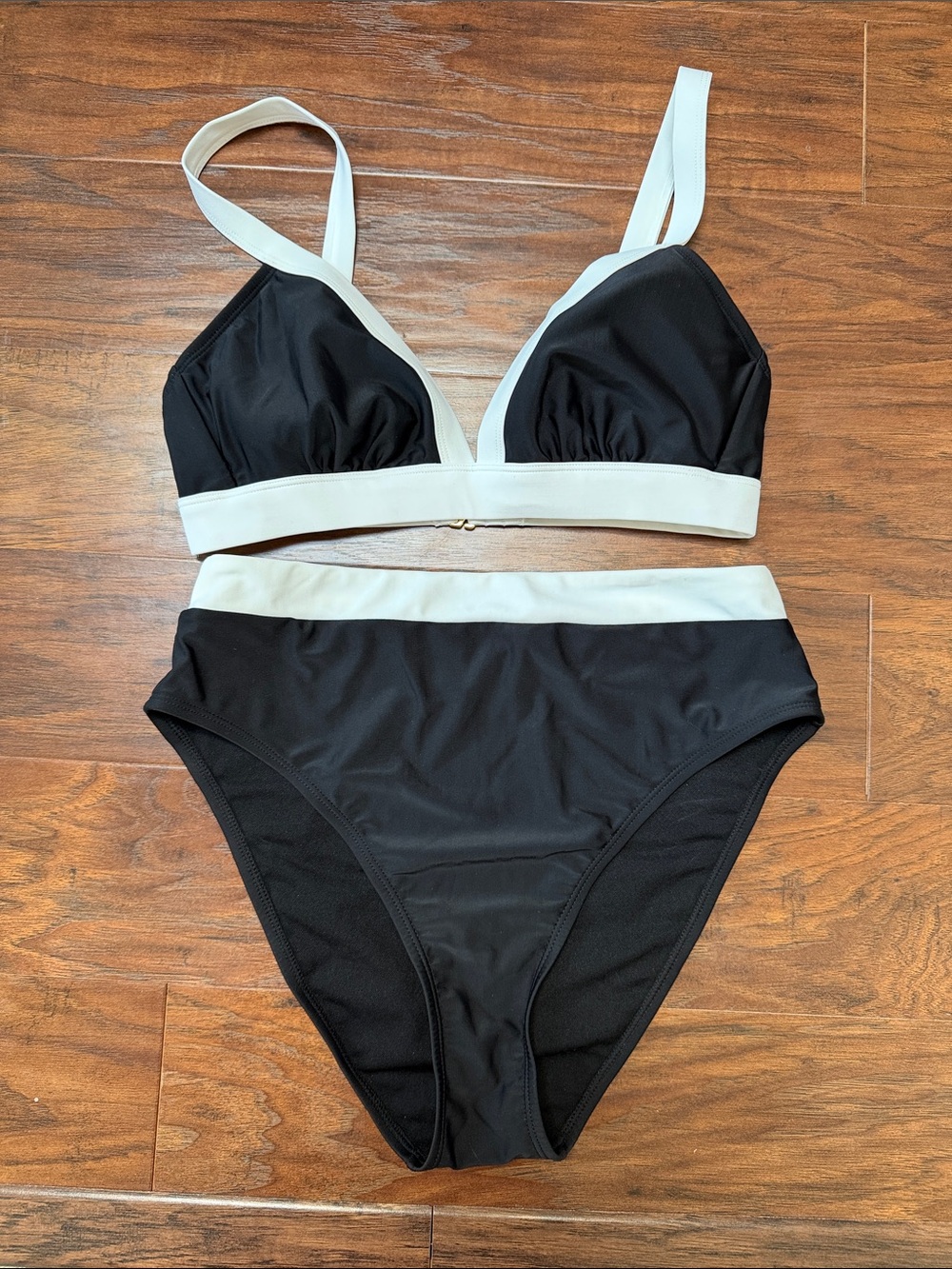 Shade & Shore Black and White High-Waist Bikini Set